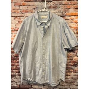 Coastaoro men's linen short sleeve button down light blue shirt men's size XXL